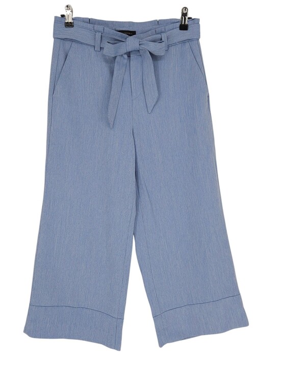 Banana Republic Pants - Banana Republic Blake Wide Leg Cropped Dress Pants Blue High Rise Tie Belt 2